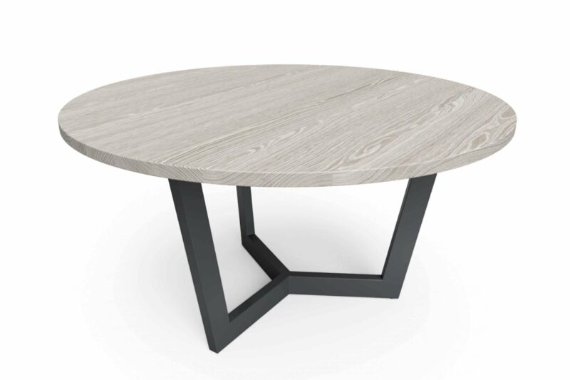 Grey Oak Round Dining Table With Tri Frame Grain Frame