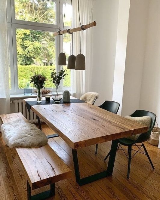 Bench and Chairs Solid Oak Dining Table - Grain and Frame