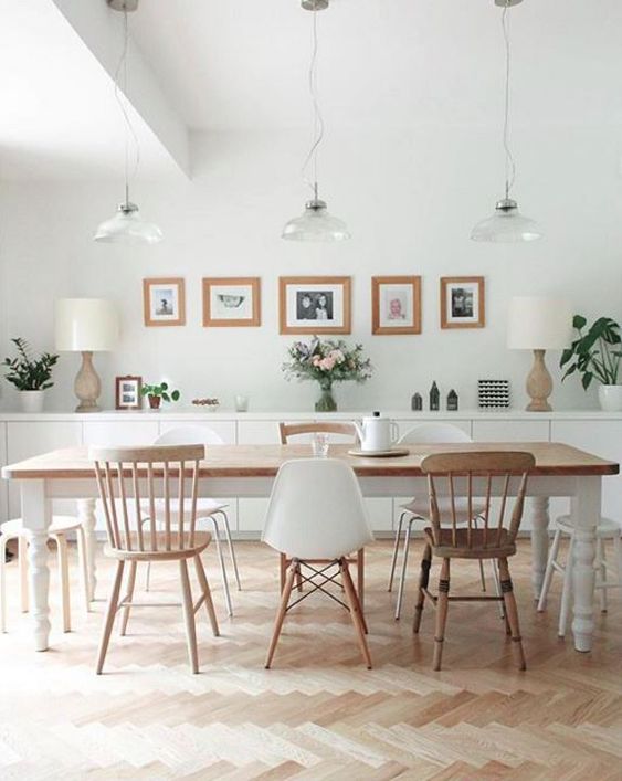 Mismatched Farmhouse Dining Chairs with Farmhouse Spindle Dining Table - Grain and Frame