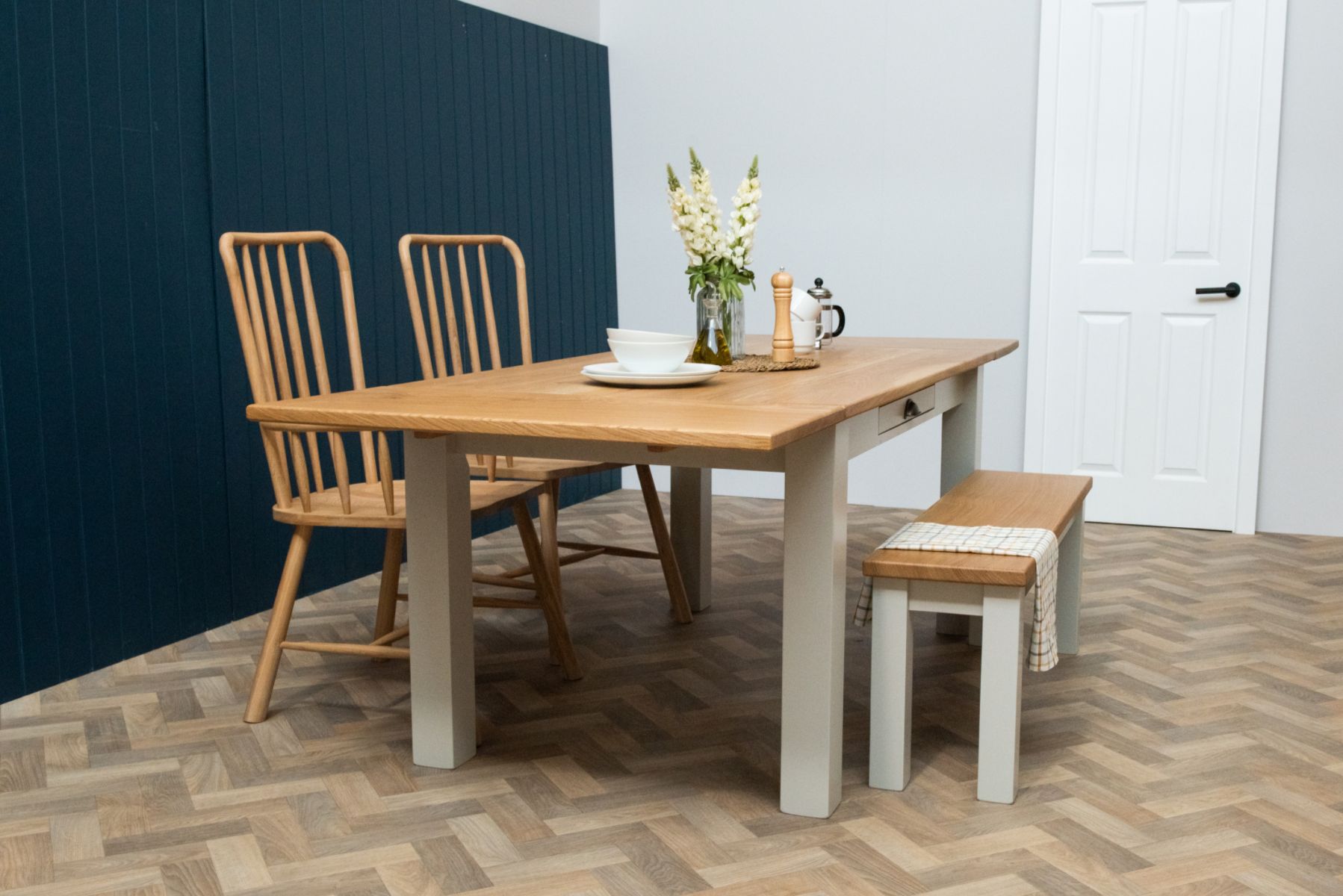 Grain and Frame Oak Farmhouse Dining Table Painted Square