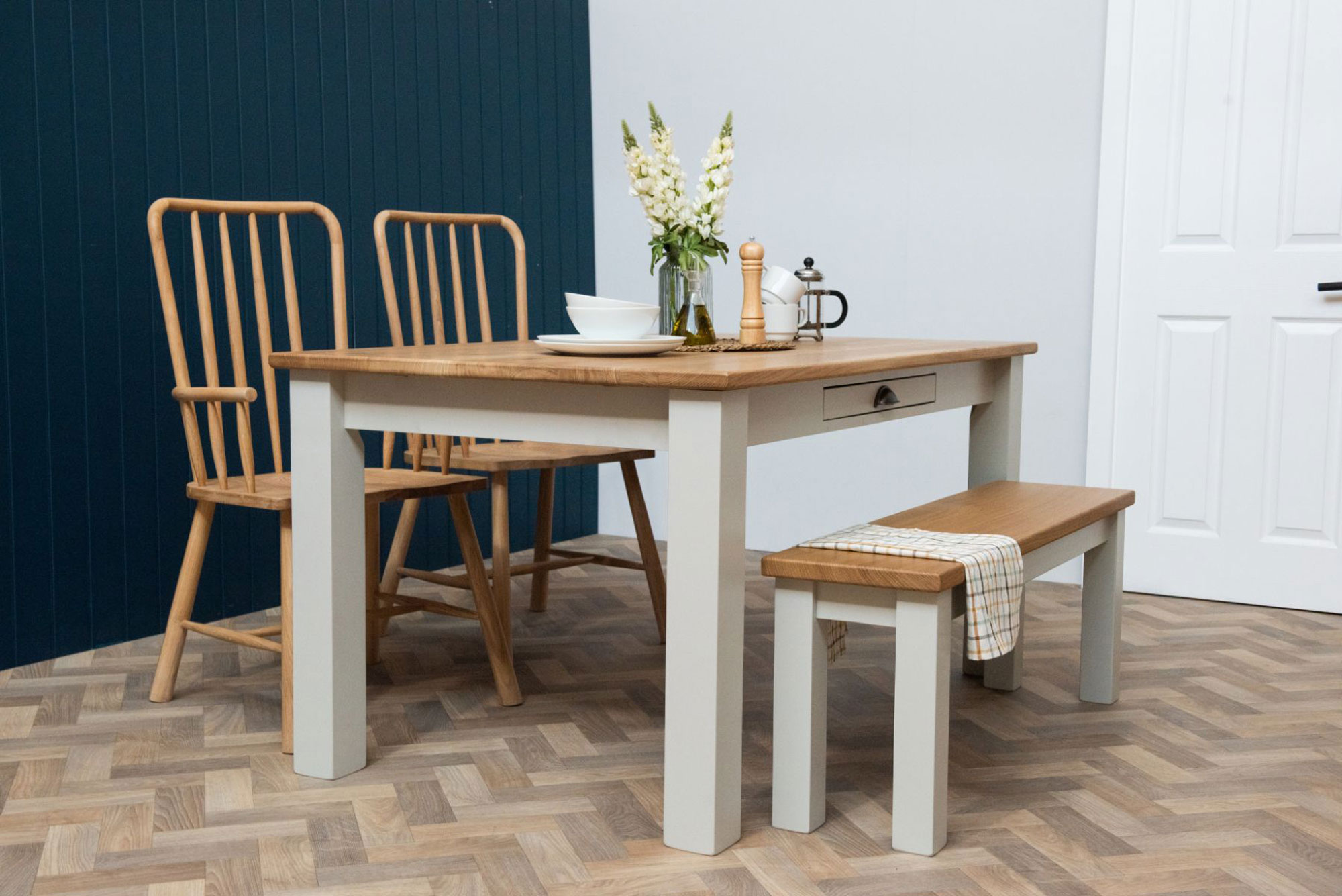 Grain and Frame Oak Farmhouse Dining Table Painted Square