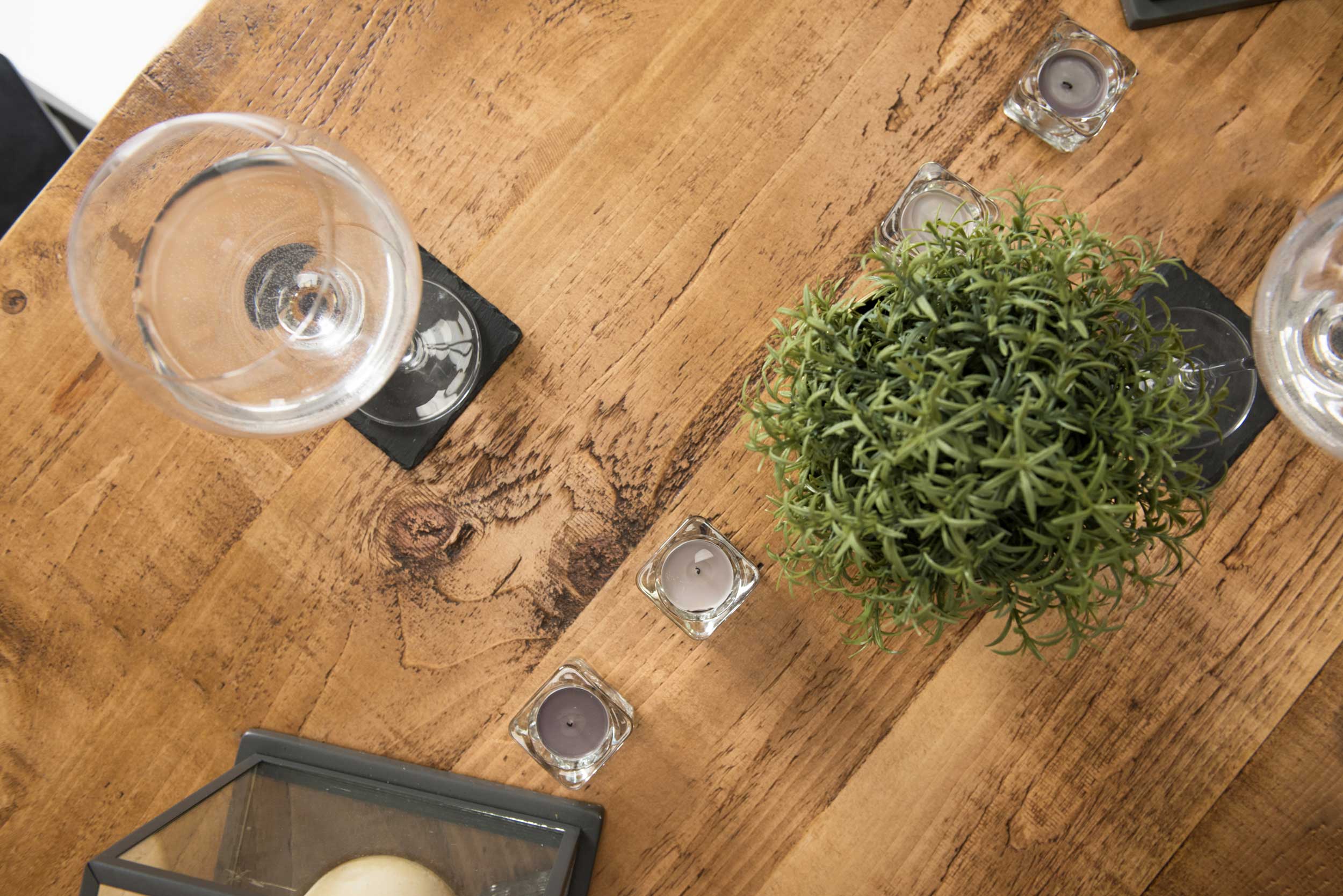 Industrial Pine Dining Table Close Up