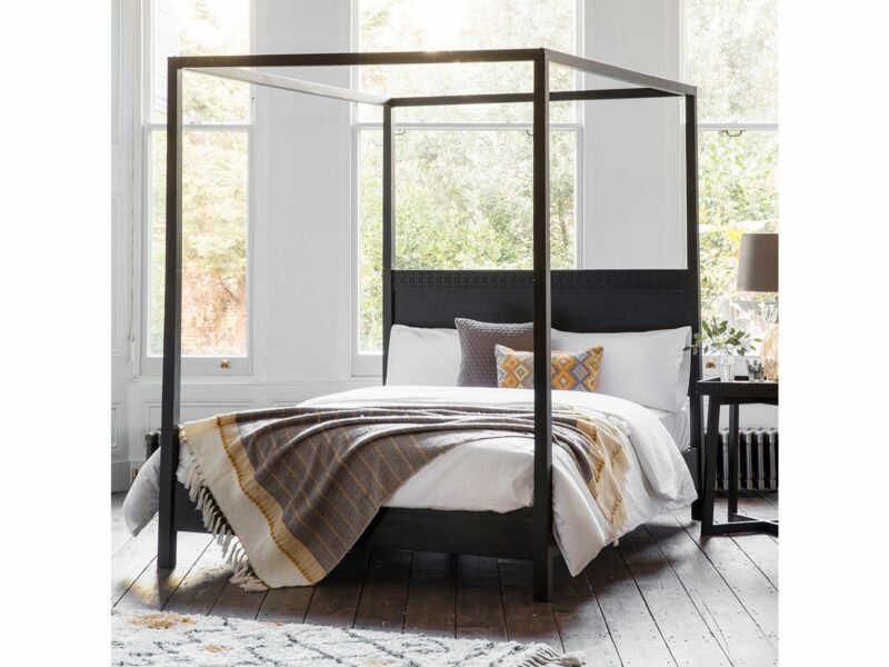 Raven Black King Size Bed Frame Grain Raven Black King Size Bed Frame Grain, Black King Size Four Poster Bed