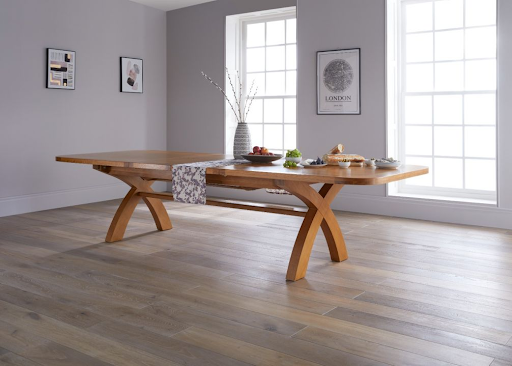 Top Furniture Country Oak Extendable Dining Table with X Legs