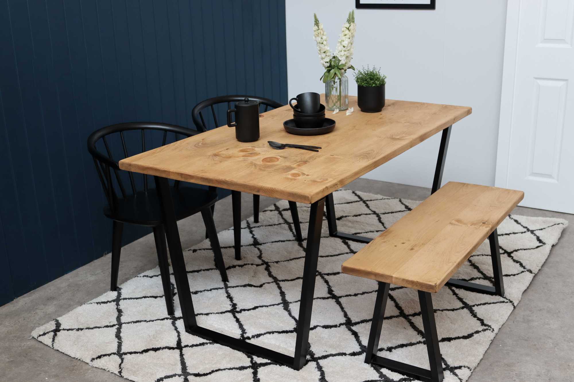 Industrial Pine A-Frame Dining Table