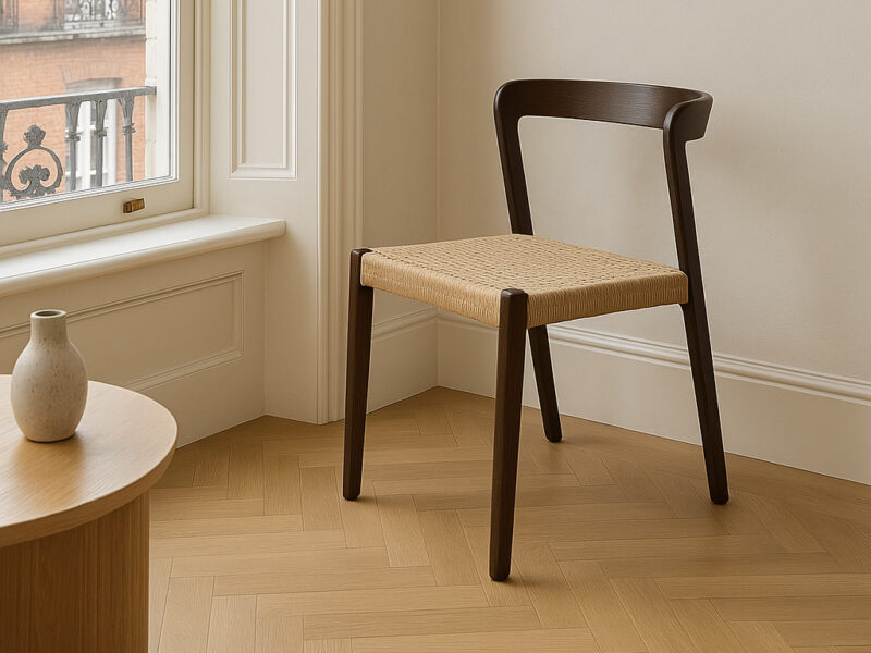 Dark Solid Oak Scandinavian Dining Chair