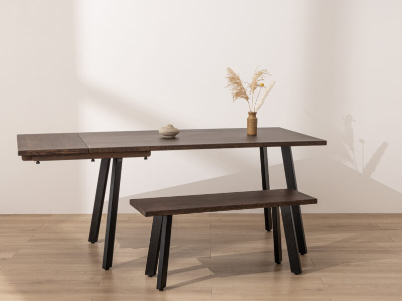Grain and Frame - Dark Solid Oak Industrial Dining Table 0