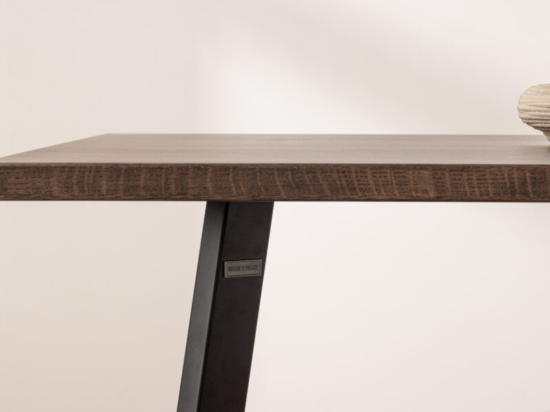 Grain and Frame - Dark Solid Oak Industrial Dining Table 3