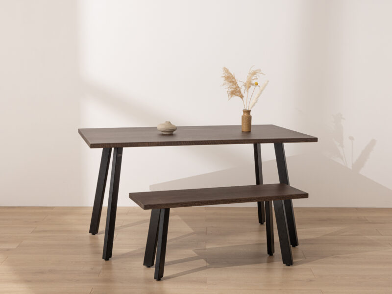 Dark Solid Oak Industrial Dining Table