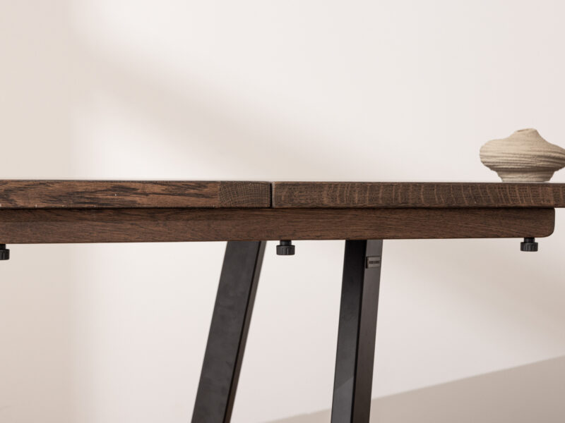 Grain and Frame - Dark Solid Oak Industrial Dining Table 5
