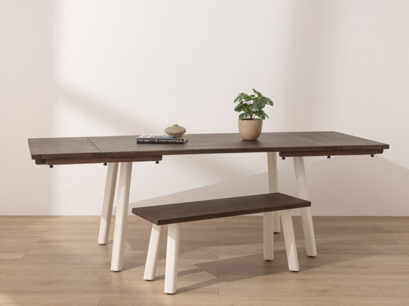 Extendable Dark Solid Oak Modern Farmhouse Dining Table
