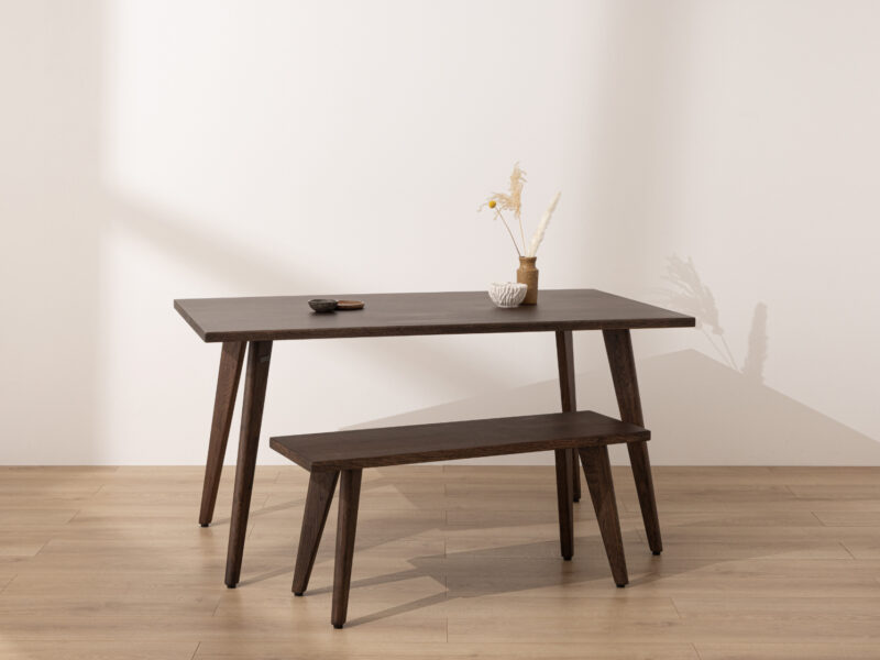 Dark Solid Oak Scandinavian Dining Table