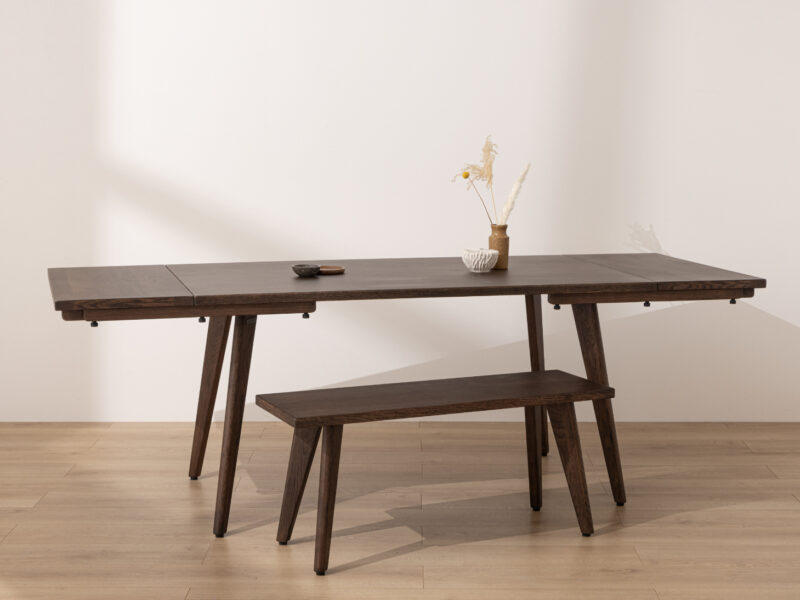 Extendable Dark Solid Oak Scandinavian Dining Table