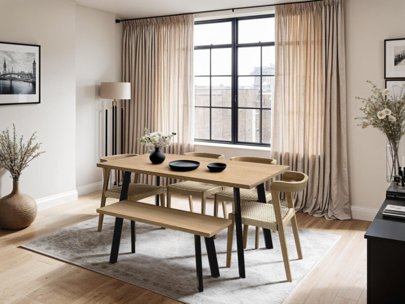 Light Solid Oak Industrial Dining Table
