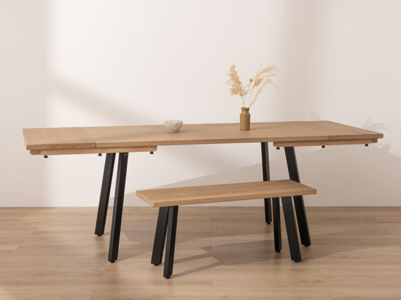 Extendable Light Solid Oak Industrial Dining Table