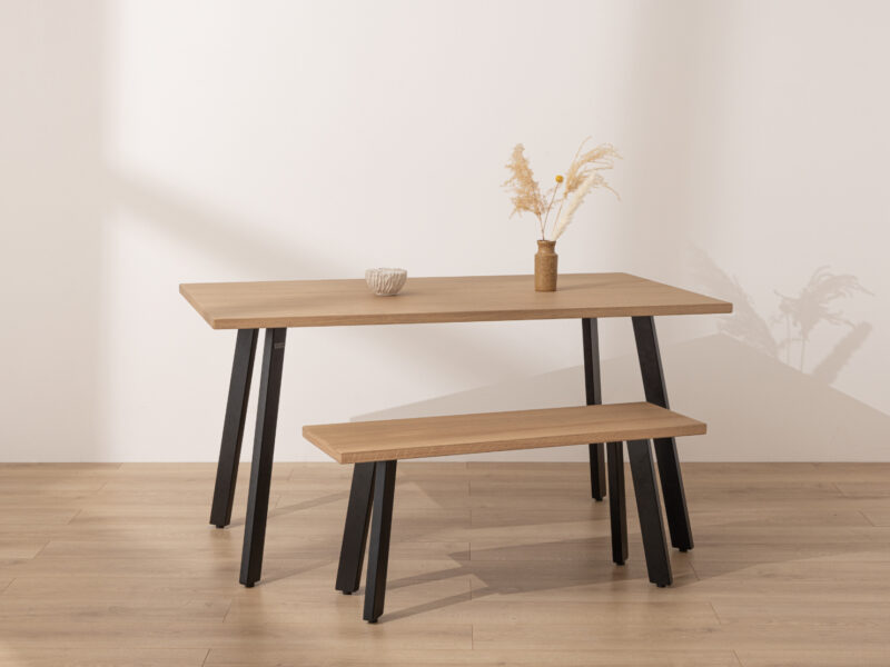 Light Solid Oak Industrial Dining Table