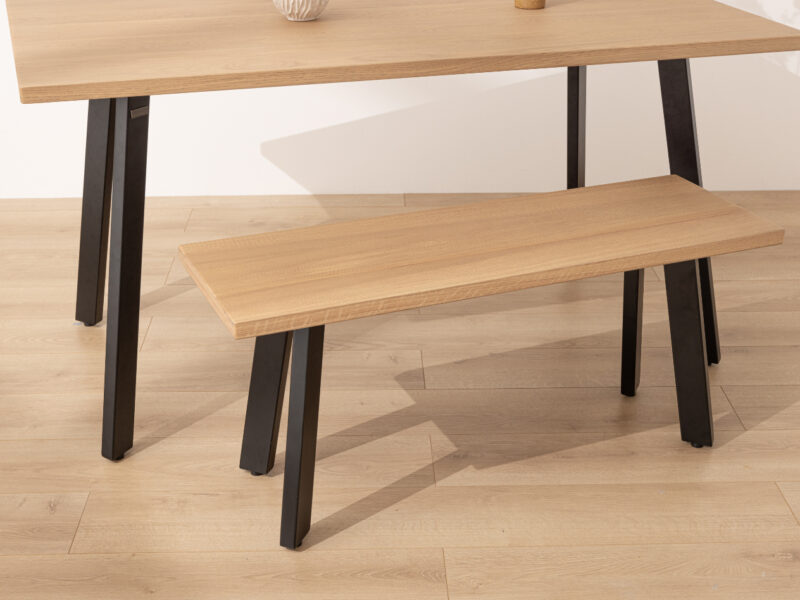 Light Solid Oak Industrial Dining Bench