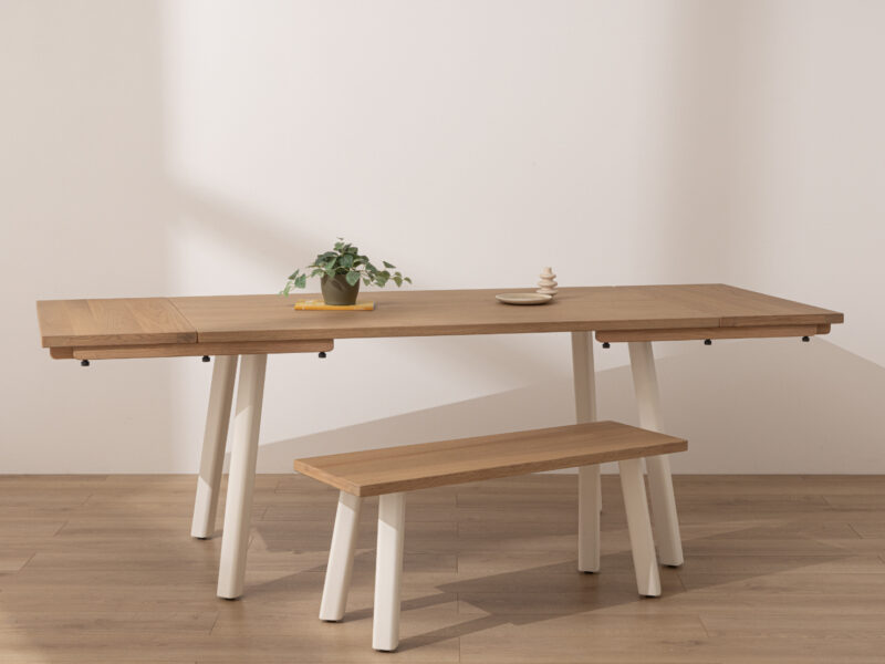 Extendable Light Solid Oak Modern Farmhouse Dining Table