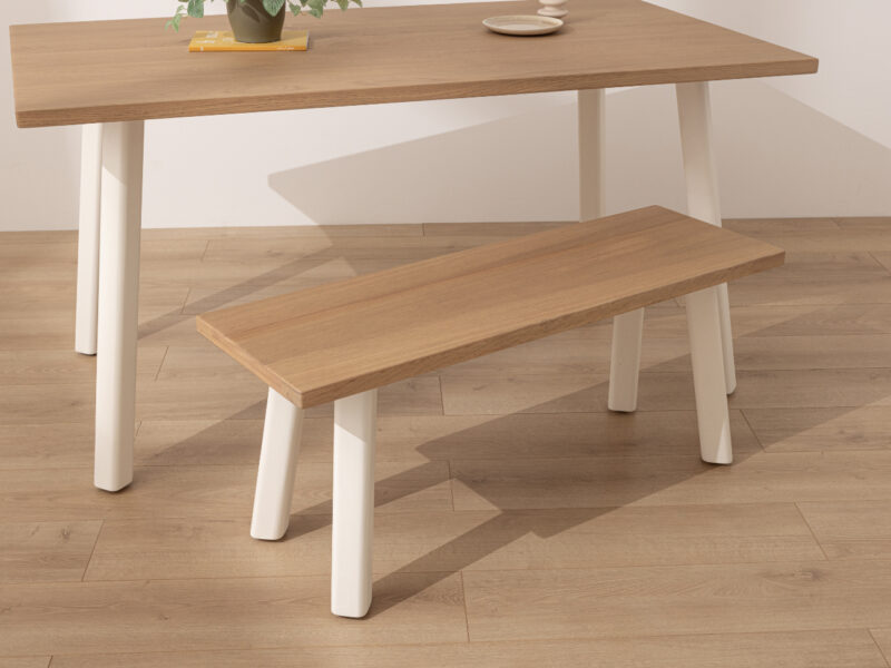 Light Solid Oak Modern Farmhouse Dining Bench