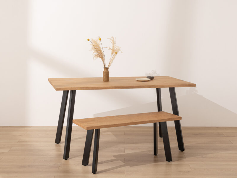 Natural Solid Oak Industrial Dining Table