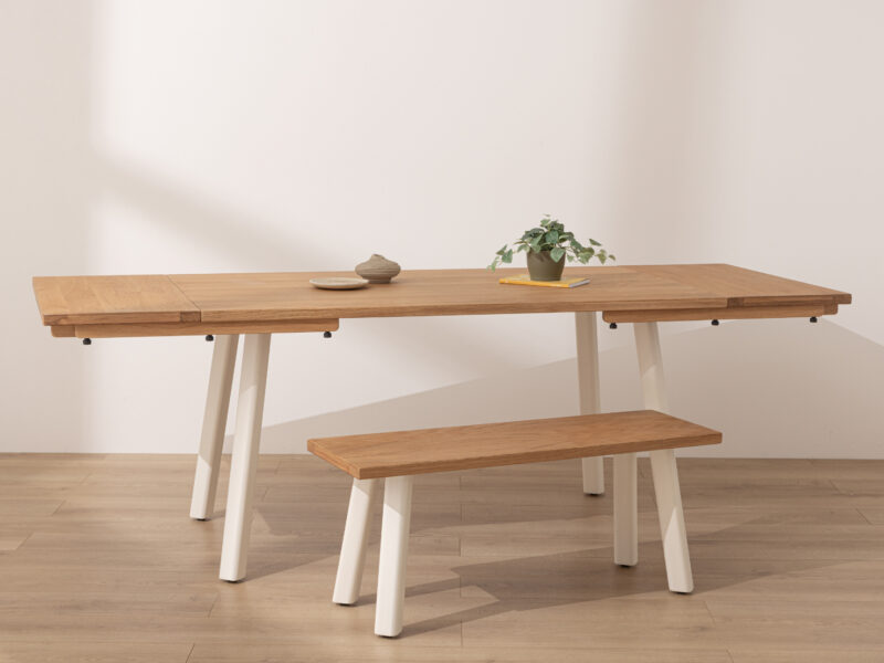 Extendable Natural Solid Oak Modern Farmhouse Dining Table
