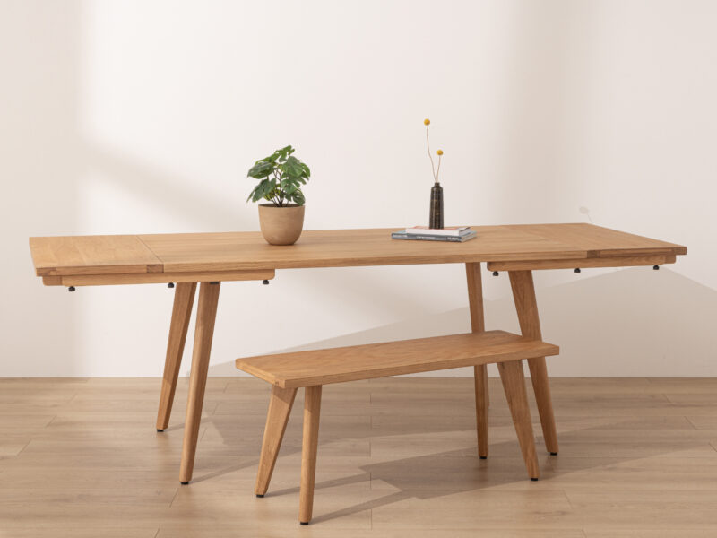 Extendable Natural Solid Oak Scandinavian Dining Table
