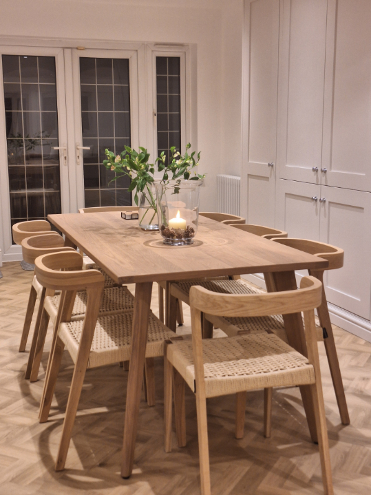 Natural Solid Oak Scandinavian Dining Chair Grain Frame