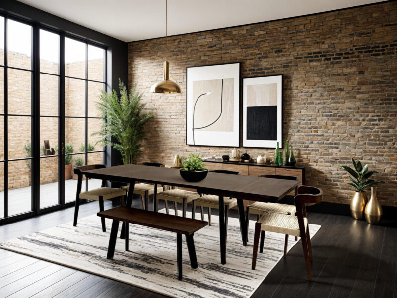 Extendable Dark Solid Oak Industrial Dining Table