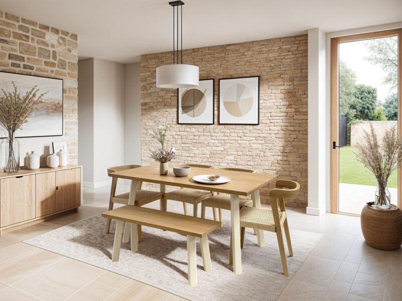 Light Solid Oak Modern Farmhouse Dining Table
