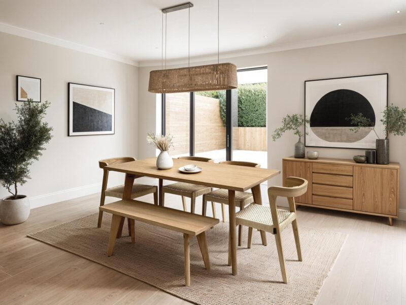 Light Solid Oak Scandinavian Dining Table