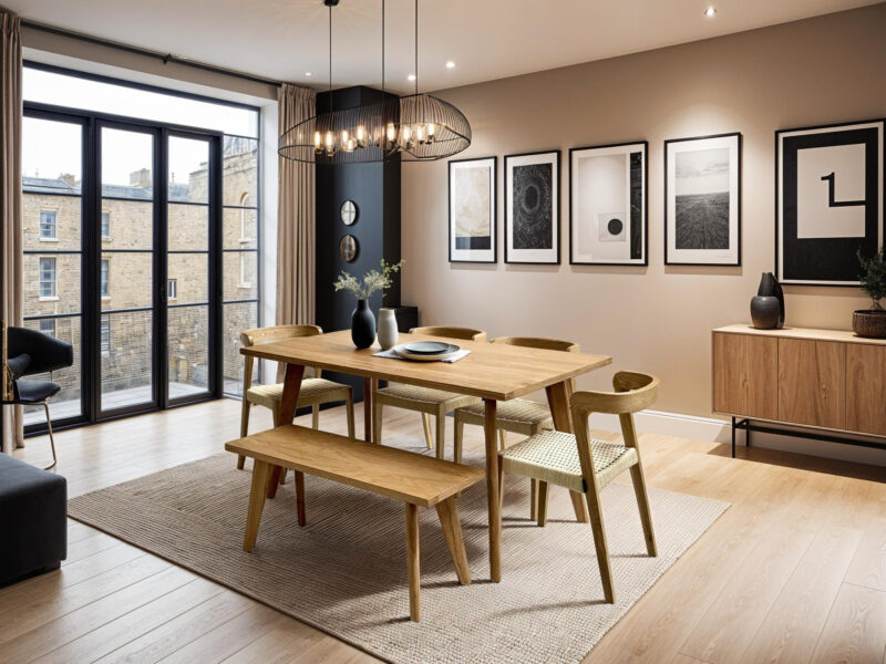 Natural Solid Oak Scandinavian Dining Table