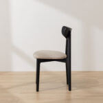 Grain and Frame Black Solid Oak Scandinavian Dining Chair with Oatmeal Linen 2