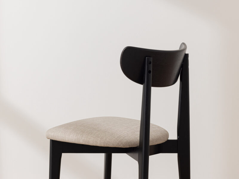 Grain and Frame - Black Solid Oak Scandinavian Dining Chair with Oatmeal Linen 4