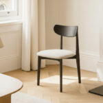 Grain and Frame Black Solid Oak Scandinavian Dining Chair with Oatmeal Linen Lifestyle 1