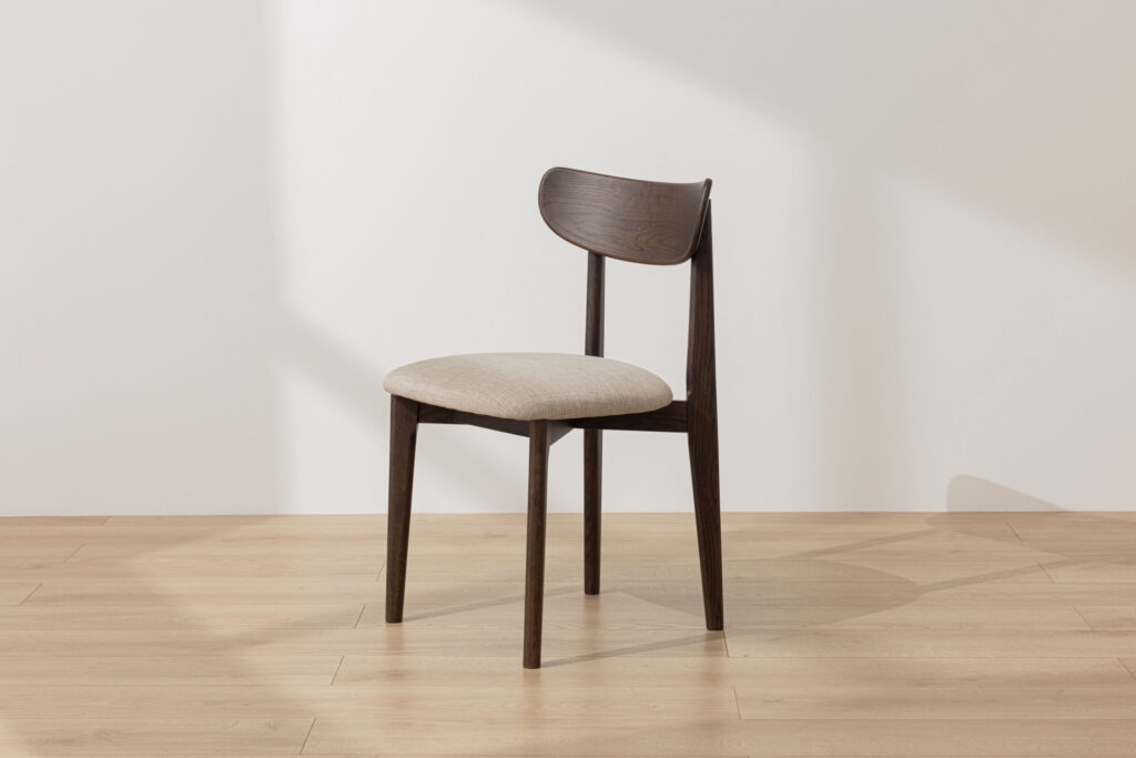 Grain and Frame Dark Solid Oak Scandinavian Dining Chair with Oatmeal Linen 1 Grain and Frame Dark Solid Oak Scandinavian Dining Chair with Oatmeal Linen 1