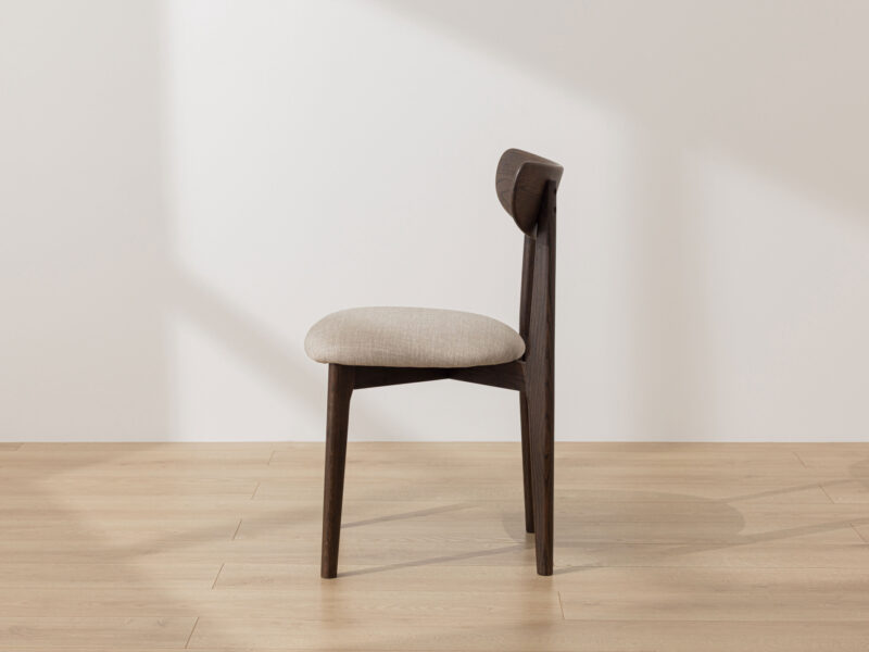 Grain and Frame - Dark Solid Oak Scandinavian Dining Chair with Oatmeal Linen 2