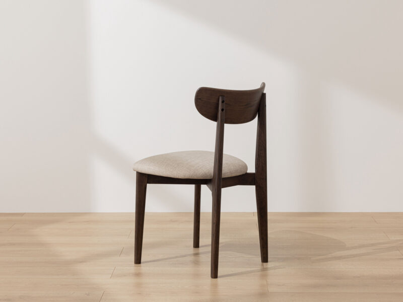 Grain and Frame - Dark Solid Oak Scandinavian Dining Chair with Oatmeal Linen 3