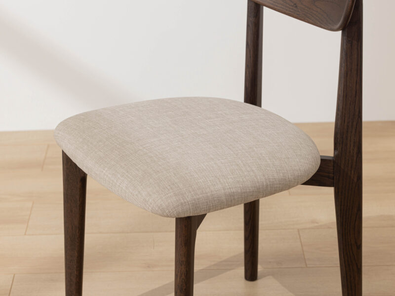 Grain and Frame - Dark Solid Oak Scandinavian Dining Chair with Oatmeal Linen 5