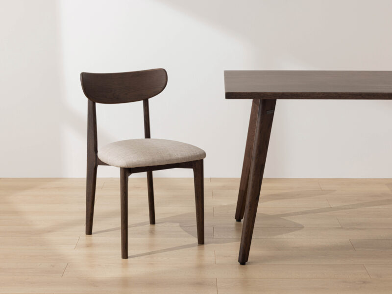 Grain and Frame - Dark Solid Oak Scandinavian Dining Chair with Oatmeal Linen 6