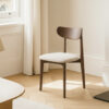 Grain and Frame - Dark Solid Oak Scandinavian Dining Chair with Oatmeal Linen - Lifestyle 1