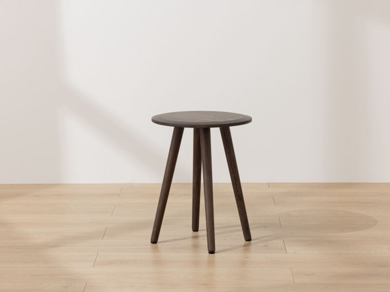 Dark Solid Oak Scandinavian Dining Stool