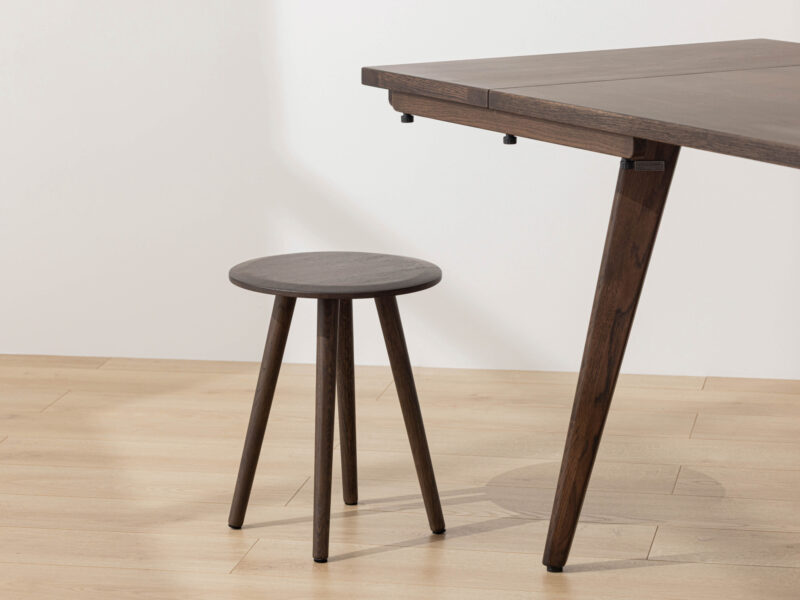 Dark Solid Oak Scandinavian Dining Stool