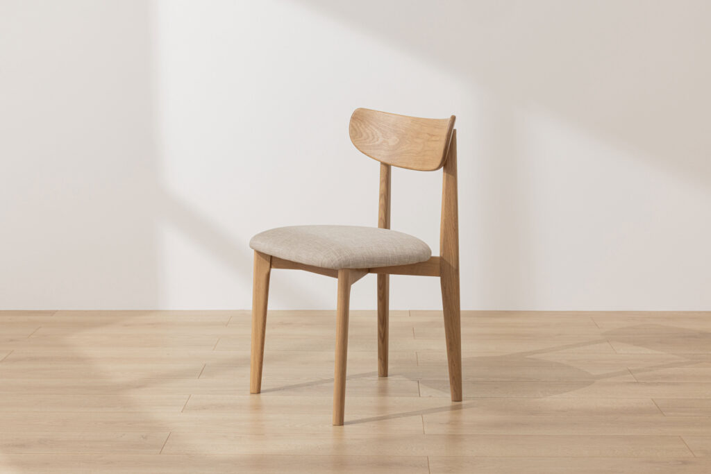 Grain and Frame Light Solid Oak Scandinavian Dining Chair with Oatmeal Linen 1