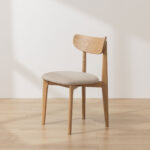Grain and Frame Light Solid Oak Scandinavian Dining Chair with Oatmeal Linen 1