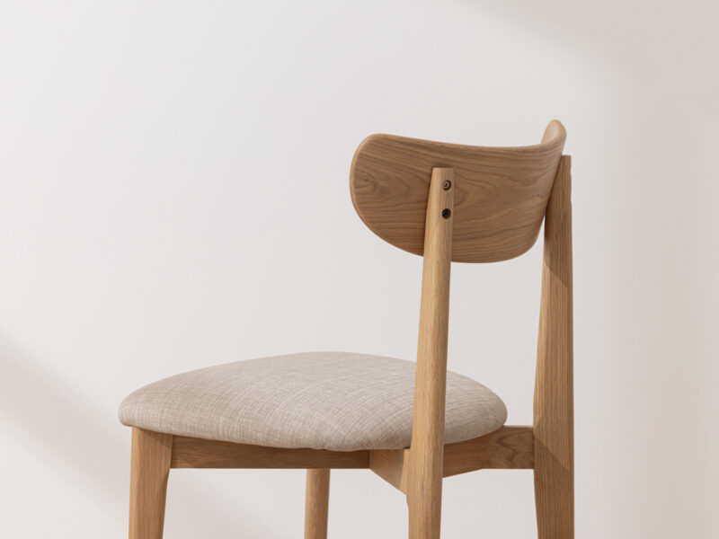 Grain and Frame - Light Solid Oak Scandinavian Dining Chair with Oatmeal Linen 4