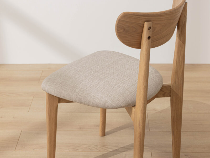 Grain and Frame - Light Solid Oak Scandinavian Dining Chair with Oatmeal Linen 5