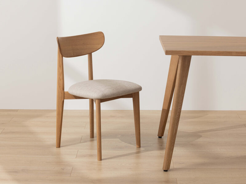 Grain and Frame - Natural Solid Oak Scandinavian Dining Chair with Oatmeal Linen 1