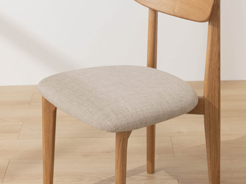 Grain and Frame - Natural Solid Oak Scandinavian Dining Chair with Oatmeal Linen 2