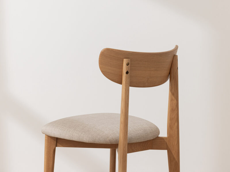 Grain and Frame - Natural Solid Oak Scandinavian Dining Chair with Oatmeal Linen 3