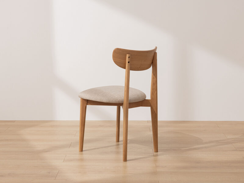 Grain and Frame - Natural Solid Oak Scandinavian Dining Chair with Oatmeal Linen 4